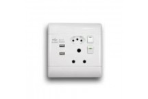 CBI Switch Socket 16A SA +Euro +2X USB 4x4 White