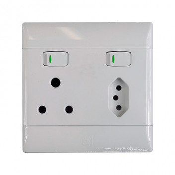 CBI Switch Socket 16A SA+Euro 4x4 White