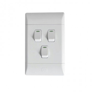 CBI 3 Lever 1 Way Light Switch 2X4 White