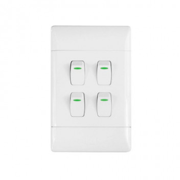 CBI 4 Lever 1 Way Light Switch 2X4 White